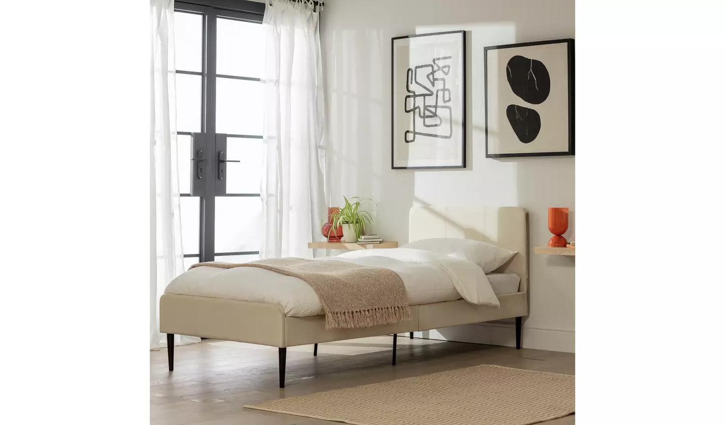 Kristopher Single Fabric Bed Frame - Cream